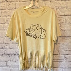 2X Cream Fringe Tee